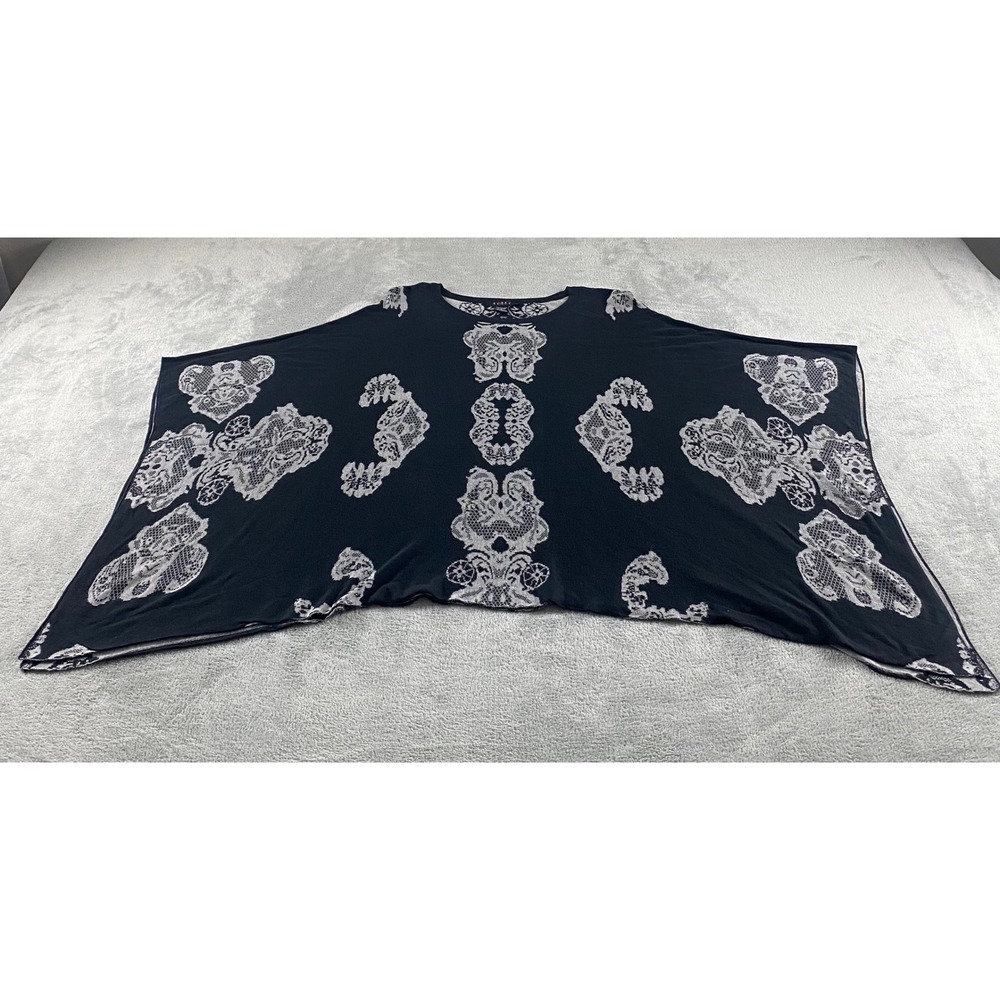 Cyrus Womens Black Gray Lace Print Knit Poncho Batwing Top Size‎ M R511506